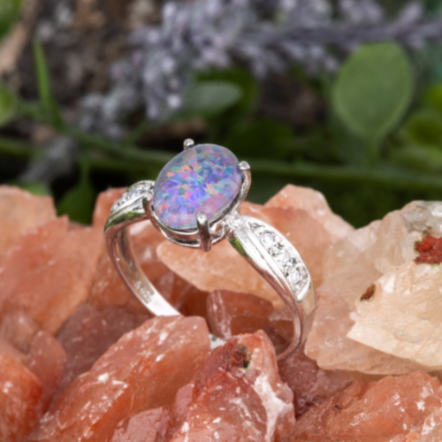 * 1 CELESTIAL RAINBOW WARD STERLING SILVER OPAL RING