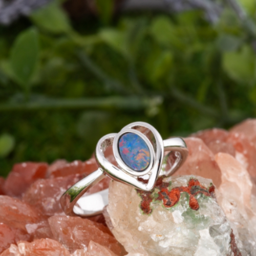 * 1 STARWOVEN PRISM DREAM STERLING SILVER OPAL RING