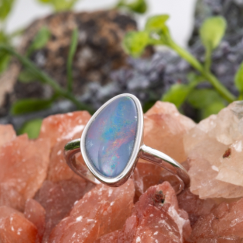 * 1 CELESTIAL COLORSONG STERLING SILVER OPAL RING