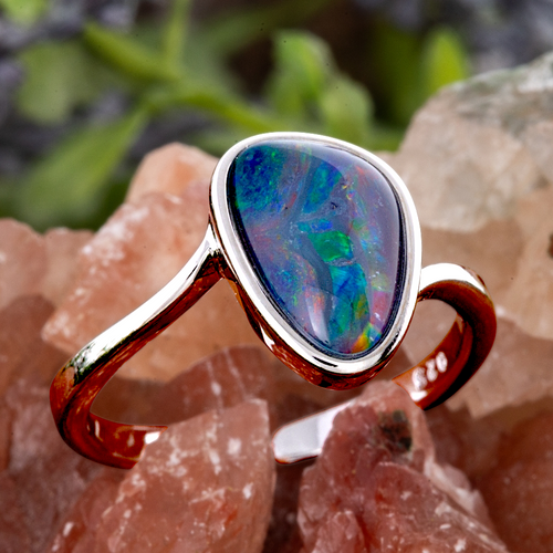 * 1 ENCHANTED PRISM EVERLIGHT STERLING SILVER OPAL RING