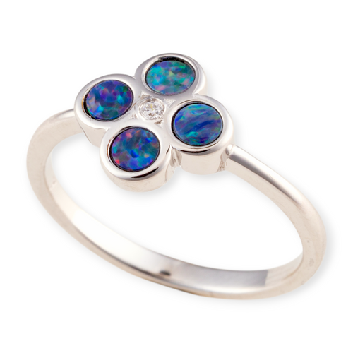 * 1 AURORA EVERFLAME STERLING SILVER OPAL RING