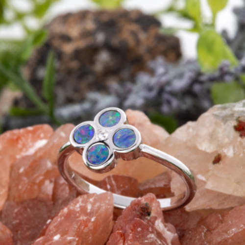* 1 AURORA EVERFLAME STERLING SILVER OPAL RING