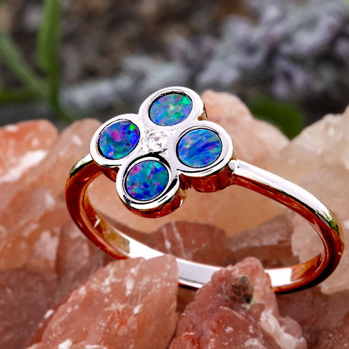 * 1 AURORA EVERFLAME STERLING SILVER OPAL RING