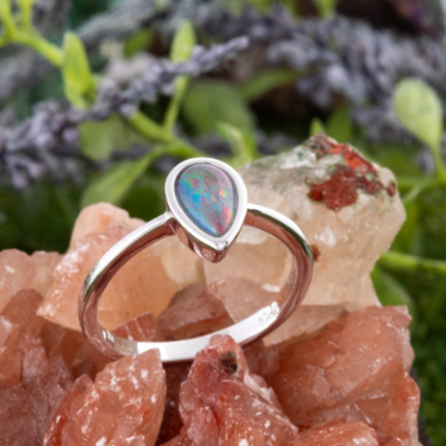 * 1 CELESTIAL RAINVEIL STERLING SILVER OPAL RING