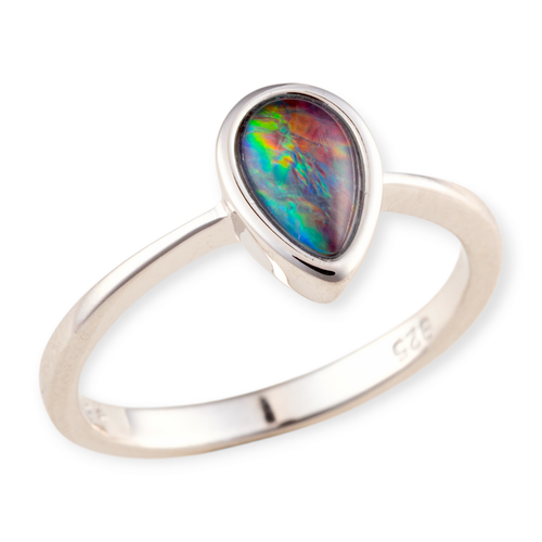 * 1 CELESTIAL RAINVEIL STERLING SILVER OPAL RING