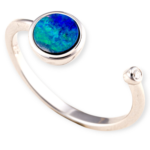 * 1 PRISMATIC STARWELL STERLING SILVER OPAL RING