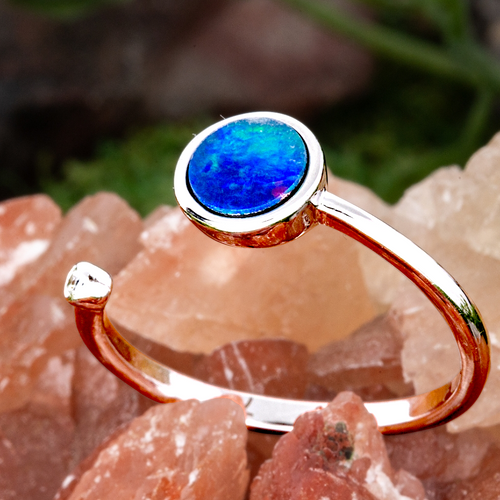 * 1 PRISMATIC STARWELL STERLING SILVER OPAL RING