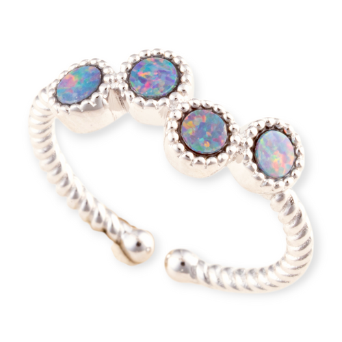 * 1 AURORA MYTHWAVE STERLING SILVER OPAL RING