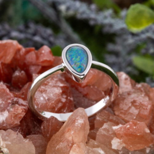 * 1 ETHEREAL RAINBLOOM STERLING SILVER OPAL RING