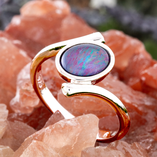 * 1 AURORA SKYWEAVE STERLING SILVER OPAL RING