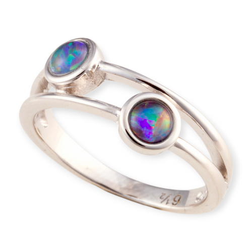 * 1 AURORA STARFORGED STERLING SILVER OPAL RING