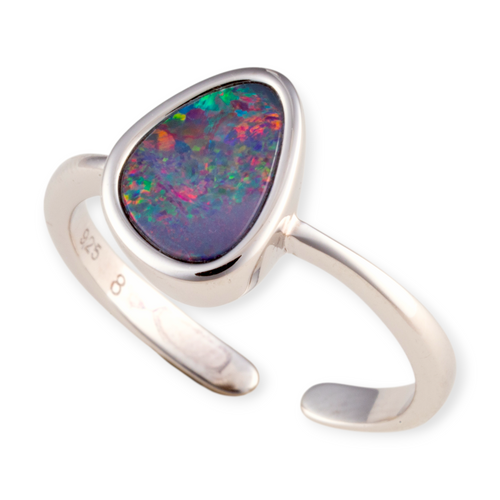 * 1 AURORA EVERLIGHT STERLING SILVER OPAL RING