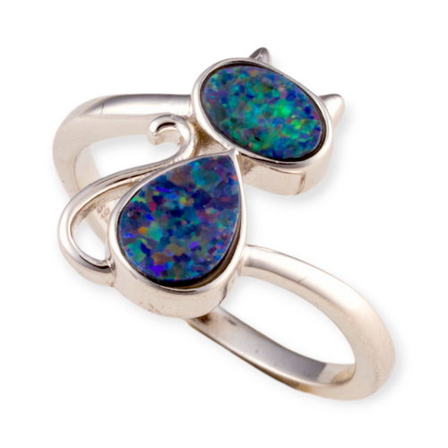 * 1 AURORA PRISMFIRE STERLING SILVER OPAL RING