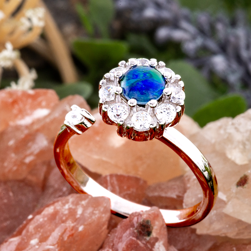 * 1 AURORA LUMINESCENCE STERLING SILVER OPAL RING