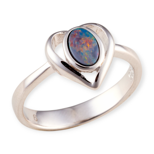 * 1 CELESTIAL AURORAWAVE STERLING SILVER OPAL RING