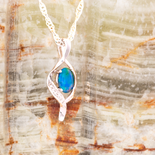 * 1 AURORA SPELLFIRE STERLING SILVER OPAL PENDANT