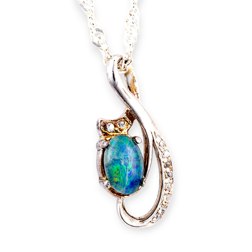 * 1 ENCHANTED PRISM VEIL STERLING SILVER OPAL PENDANT
