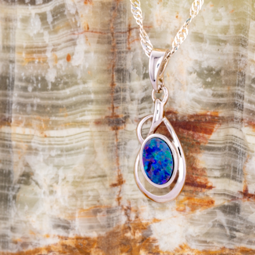 * 1 RAINBOW MOONWHISPER STERLING SILVER OPAL PENDANT
