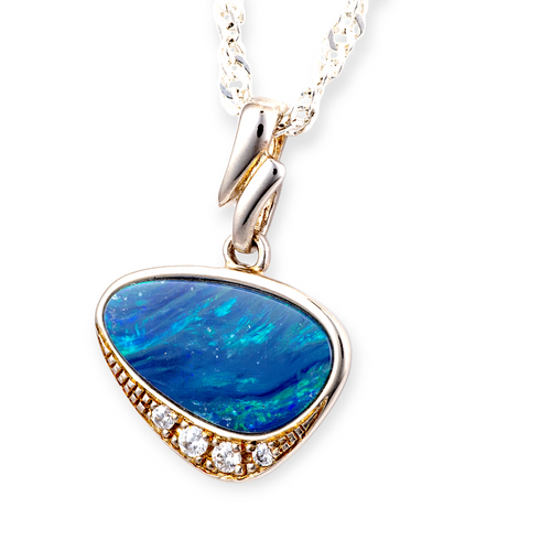 * 1 MYSTIC PRISM BLOSSOM STERLING SILVER OPAL PENDANT