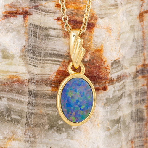 * 1 SPECTRAL STARFALL 18kt GOLD PLATED  OPAL PENDANT