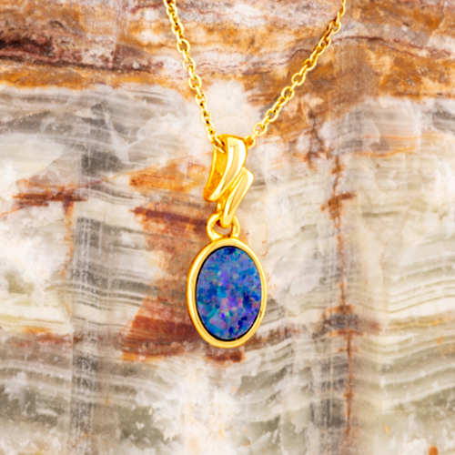 * 1 CELESTIAL RAINBOW WARD 18kt GOLD PLATED  OPAL PENDANT