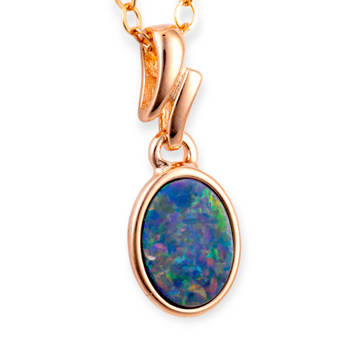 * 1 PRISMATIC MOONBLOOM 18kt GOLD PLATED  OPAL PENDANT