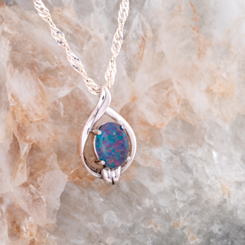 * 1 CELESTIAL COLORSONG STERLING SILVER OPAL PENDANT