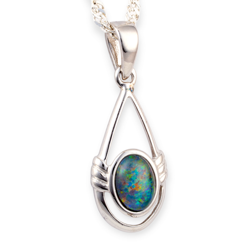 * 1 ETHEREAL RAINBOW FLAME STERLING SILVER OPAL PENDANT