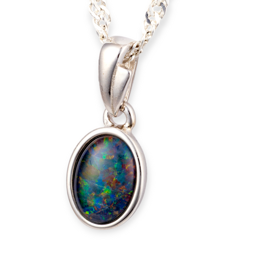 * 1 AURORA EVERFLAME STERLING SILVER OPAL PENDANT