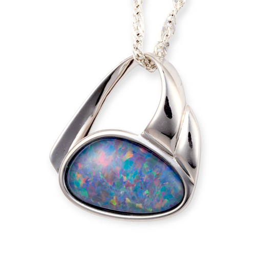 * 1 RAINBOW LUMINARA STERLING SILVER OPAL PENDANT