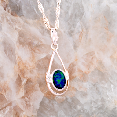 * 1 AURORA MOONFLAME STERLING SILVER OPAL PENDANT
