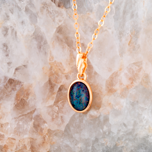 * 1 ENCHANTED RAINBOW VEIL 18KT GOLD PLATED OPAL PENDANT