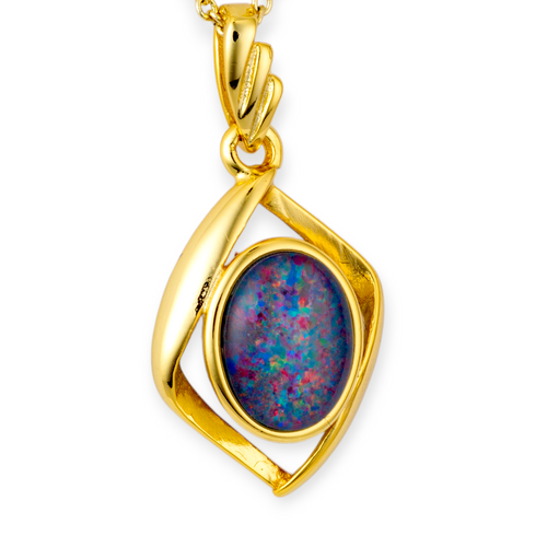* 1 CELESTIAL AETHERGLOW 18KT GOLD PLATED OPAL PENDANT