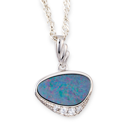 * 1 MYTHIC RAINBOW VEIN STERLING SILVER OPAL PENDANT