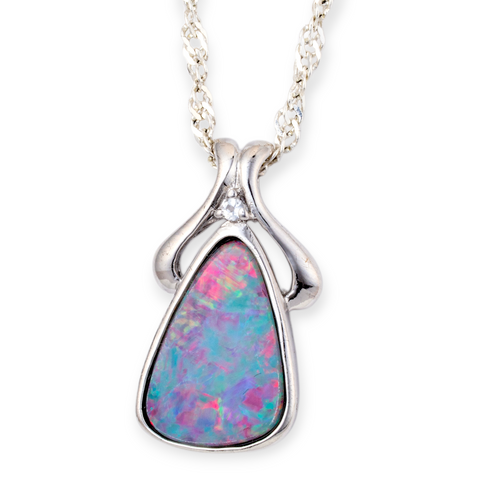 * 1 AURORA PRISMVEIL STERLING SILVER OPAL PENDANT