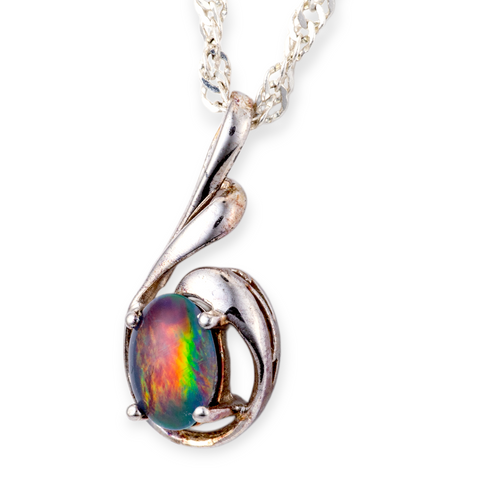 * 1 AURORA COLORSONG STERLING SILVER OPAL PENDANT