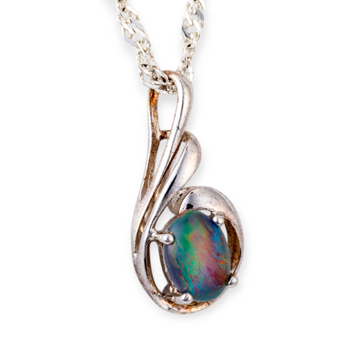 * 1 AURORA COLORSONG STERLING SILVER OPAL PENDANT