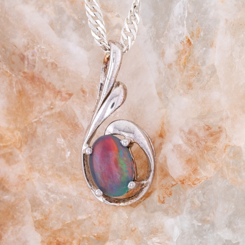 * 1 AURORA COLORSONG STERLING SILVER OPAL PENDANT
