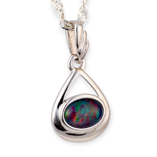 * 1 ENCHANTED RAINLIGHT STERLING SILVER OPAL PENDANT
