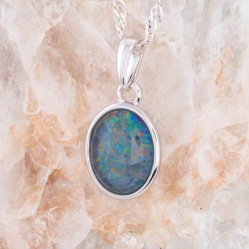 * 1 ENCHANTED PRISMFLAME STERLING SILVER OPAL PENDANT
