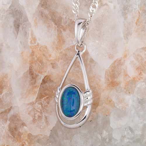 * 1 AURORA EVERPRISM STERLING SILVER OPAL PENDANT