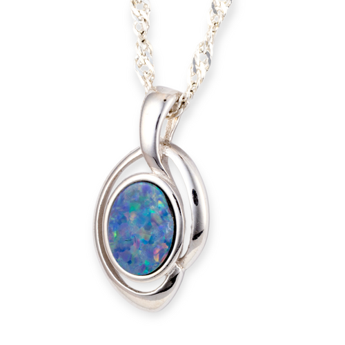 * 1 AURORA SKYFIRE STERLING SILVER OPAL PENDANT