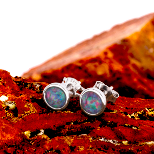 AURORA PINFIRE RAINLIGHT STERLING SILVER OPAL EARRINGS