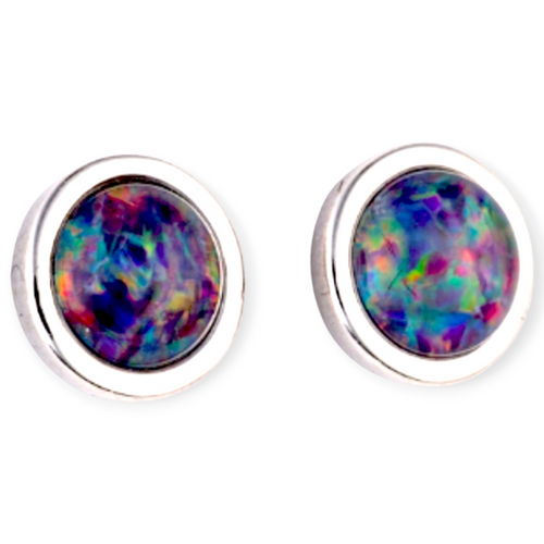AURORA PINFIRE RAINLIGHT STERLING SILVER OPAL EARRINGS