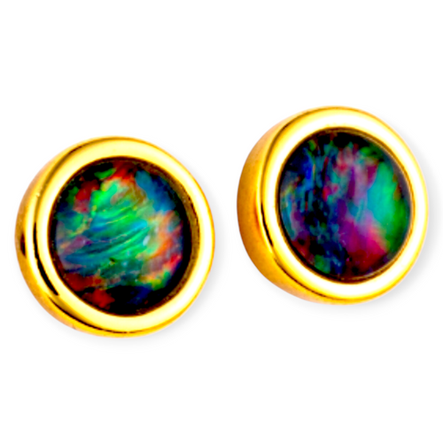 PINFIRE EVERGLOW 18KT GOLD PLATED OPAL EARRINGS