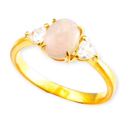 *1 COOBER PEDY PASTEL PINFIRE SOLID WHITE OPAL 18KT GOLD PLATED RING