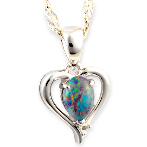HEART SONG STERLING SILVER OPAL PENDANT