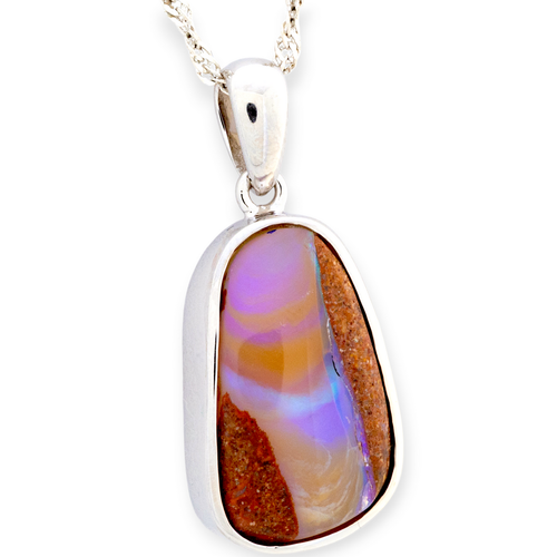 MAJESTIC CELESTIAL SOVEREIGN SILVER SOLID OPAL PENDANT