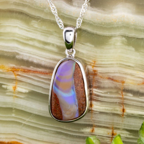 MAJESTIC CELESTIAL SOVEREIGN SILVER SOLID OPAL PENDANT