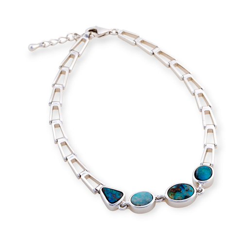 *1 ENCHANTED EARTH VEIL SOLID BOULDER OPAL STERLING SILVER BRACELET